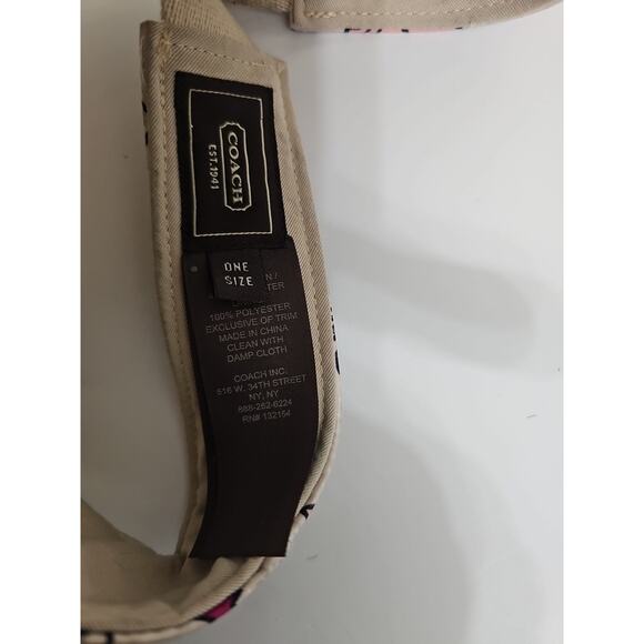 COACH VISOR Motif. Leather Small Visor Flowers Pink Magenta One Size - Picture 3 of 5